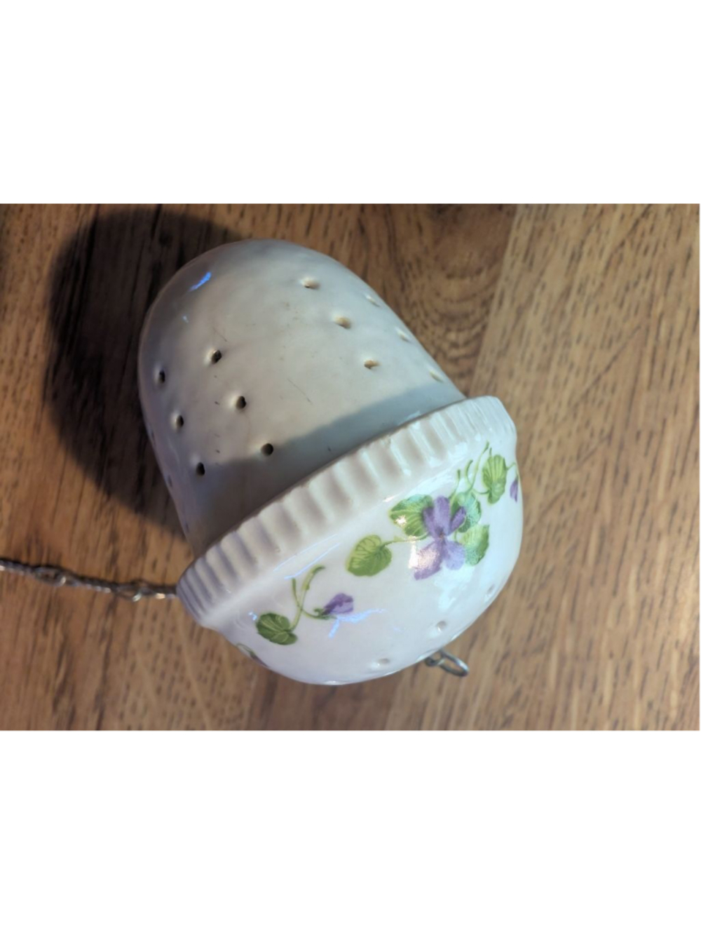 Vintage Tea Infuser with Purple Floral design ceramic